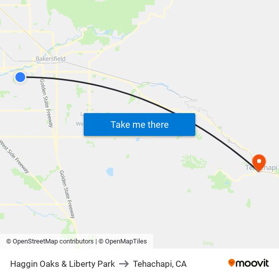Haggin Oaks & Liberty Park to Tehachapi, CA map