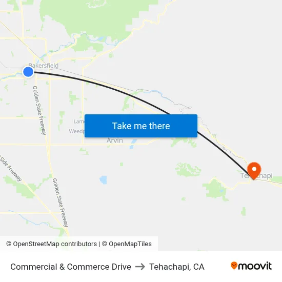 Commercial & Commerce Drive to Tehachapi, CA map