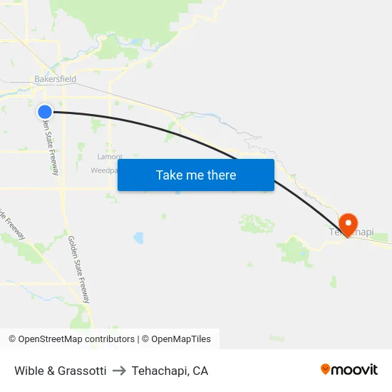 Wible & Grassotti to Tehachapi, CA map