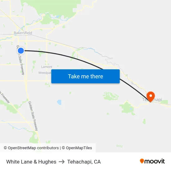White Lane & Hughes to Tehachapi, CA map