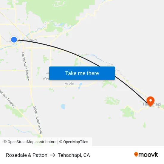 Rosedale & Patton to Tehachapi, CA map