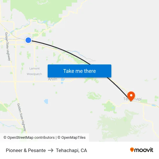 Pioneer & Pesante to Tehachapi, CA map