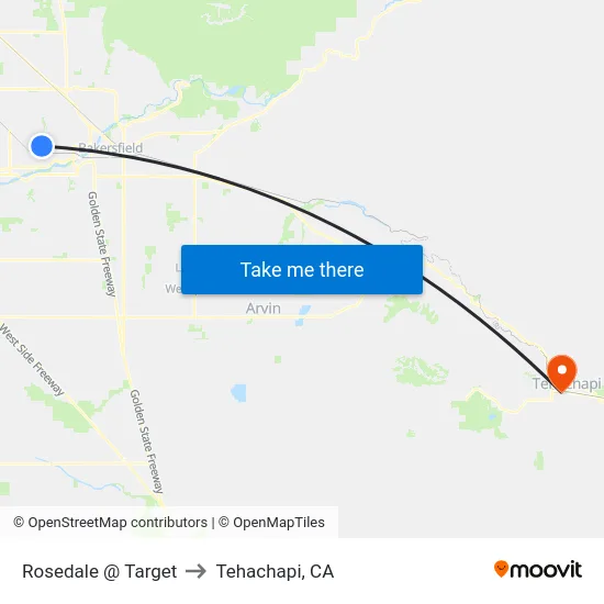 Rosedale @ Target to Tehachapi, CA map
