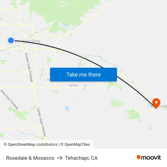Rosedale & Mosasco to Tehachapi, CA map