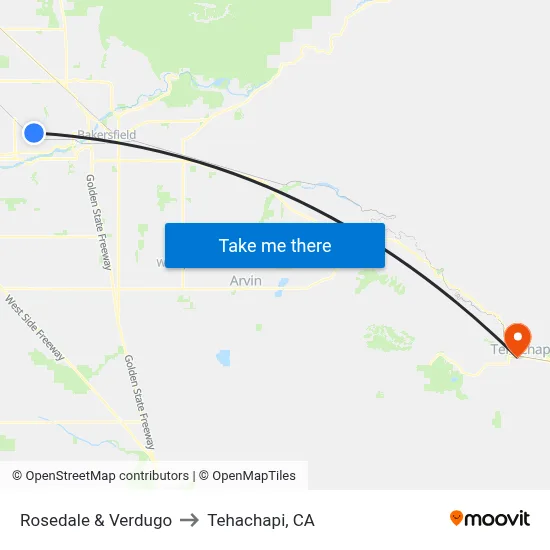 Rosedale & Verdugo to Tehachapi, CA map