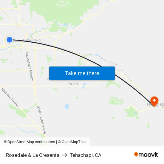 Rosedale & La Cresenta to Tehachapi, CA map