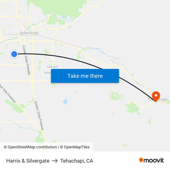 Harris & Silvergate to Tehachapi, CA map