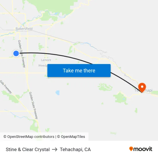 Stine & Clear Crystal to Tehachapi, CA map