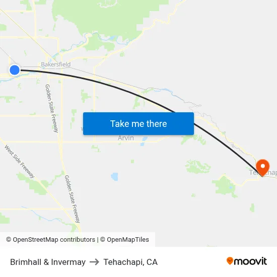 Brimhall & Invermay to Tehachapi, CA map