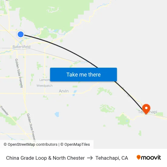 China Grade Loop & North Chester to Tehachapi, CA map