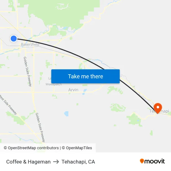 Coffee & Hageman to Tehachapi, CA map