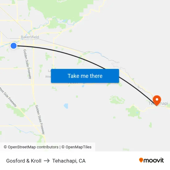 Gosford & Kroll to Tehachapi, CA map