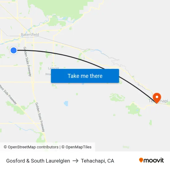 Gosford & South Laurelglen to Tehachapi, CA map