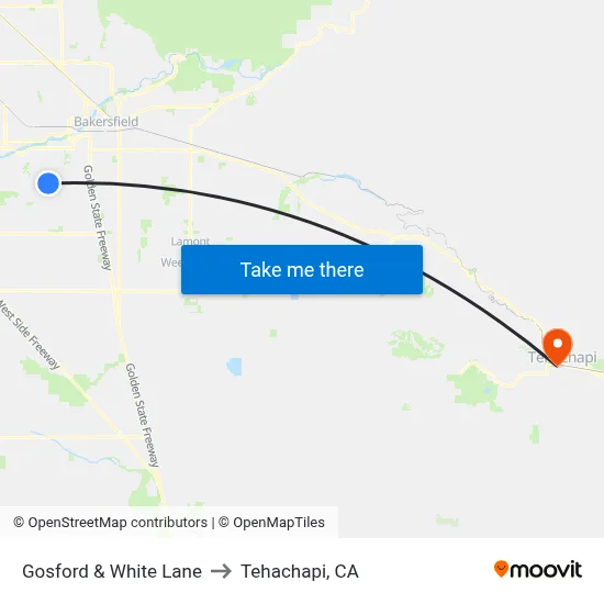 Gosford & White Lane to Tehachapi, CA map
