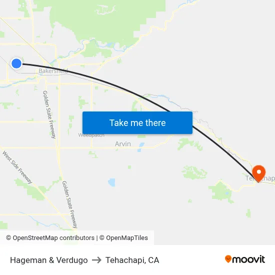Hageman & Verdugo to Tehachapi, CA map
