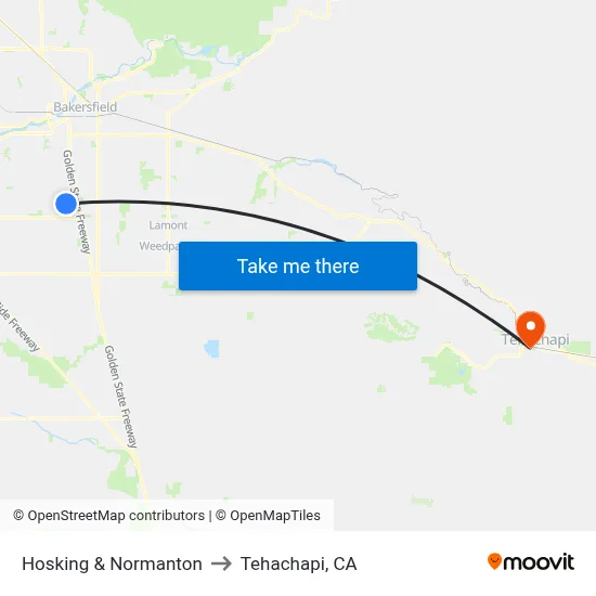 Hosking & Normanton to Tehachapi, CA map