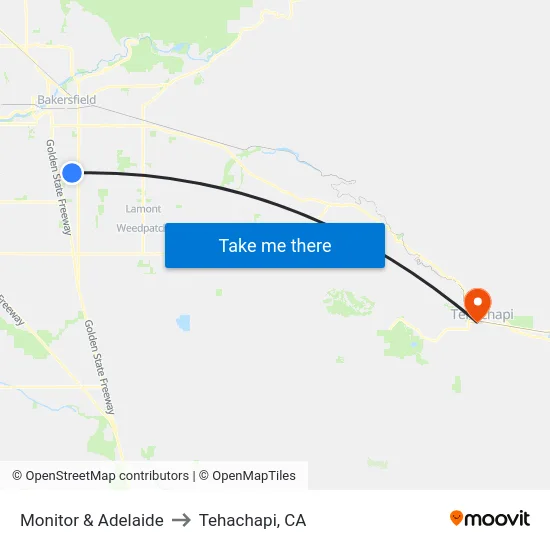 Monitor & Adelaide to Tehachapi, CA map
