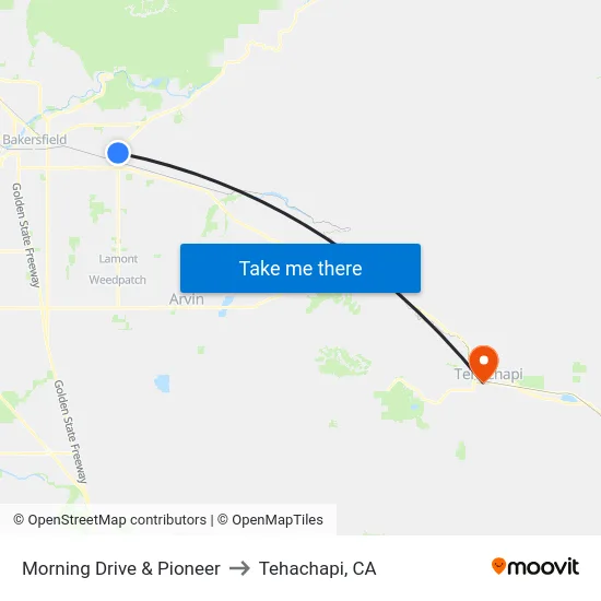 Morning Drive & Pioneer to Tehachapi, CA map