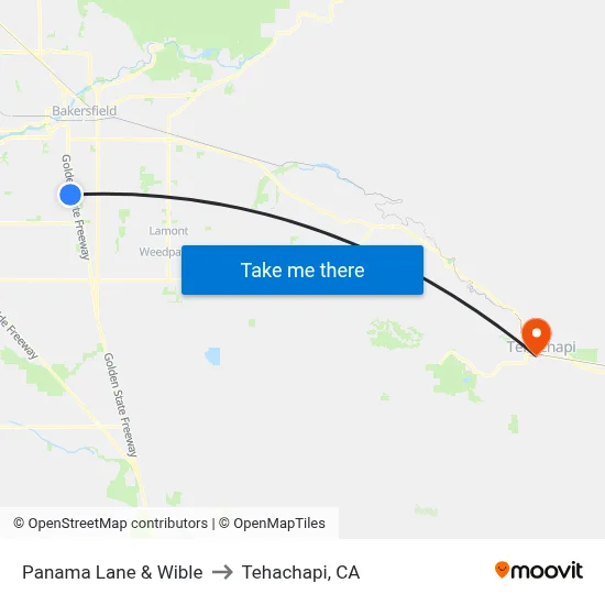 Panama Lane & Wible to Tehachapi, CA map