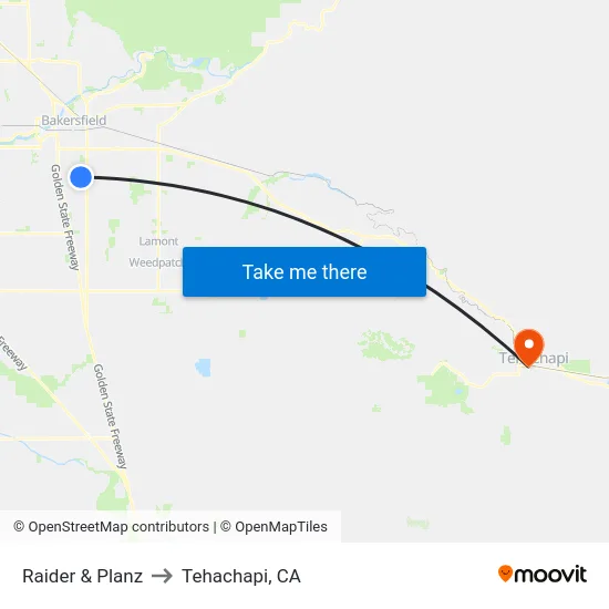 Raider & Planz to Tehachapi, CA map