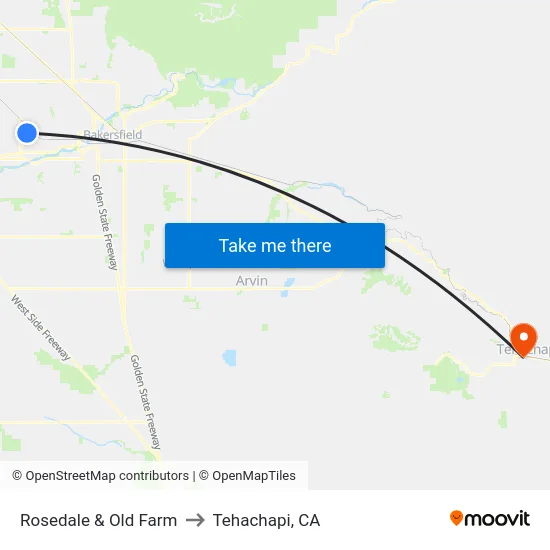 Rosedale & Old Farm to Tehachapi, CA map