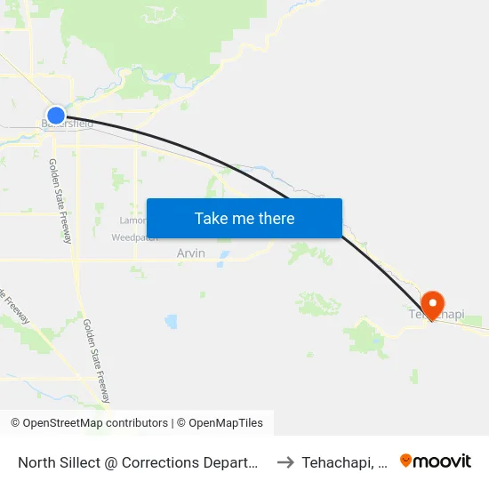 North Sillect @ Corrections Department to Tehachapi, CA map