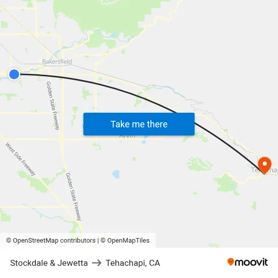 Stockdale & Jewetta to Tehachapi, CA map