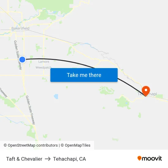 Taft & Chevalier to Tehachapi, CA map