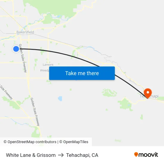 White Lane & Grissom to Tehachapi, CA map