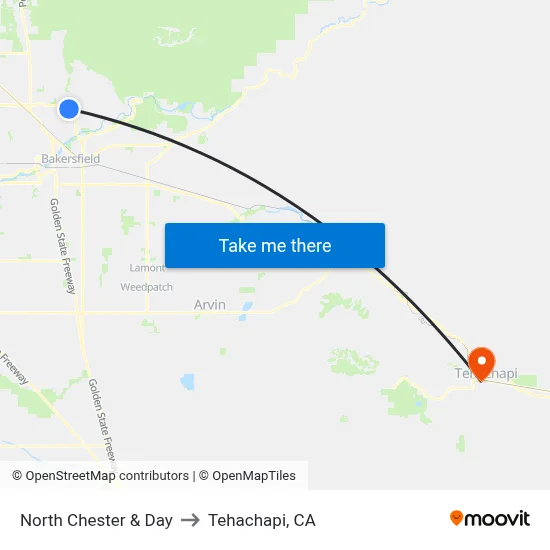 North Chester & Day to Tehachapi, CA map