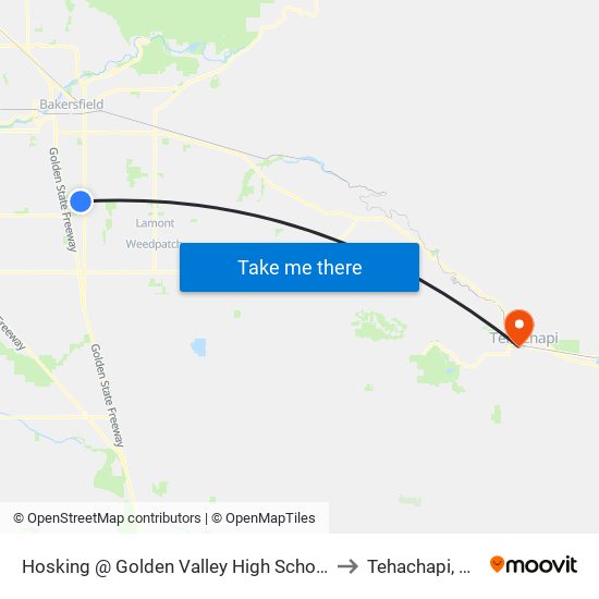 Hosking @ Golden Valley High School to Tehachapi, CA map