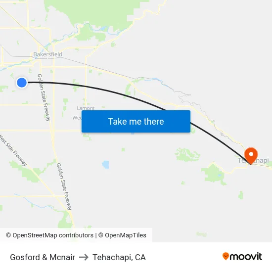 Gosford & Mcnair to Tehachapi, CA map