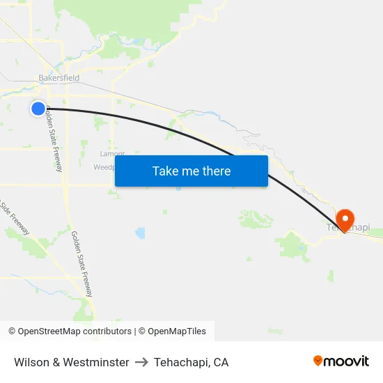 Wilson & Westminster to Tehachapi, CA map