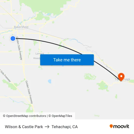 Wilson & Castle Park to Tehachapi, CA map