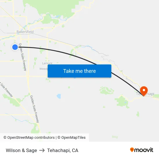 Wilson & Sage to Tehachapi, CA map