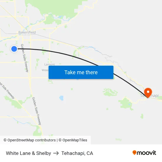 White Lane & Shelby to Tehachapi, CA map