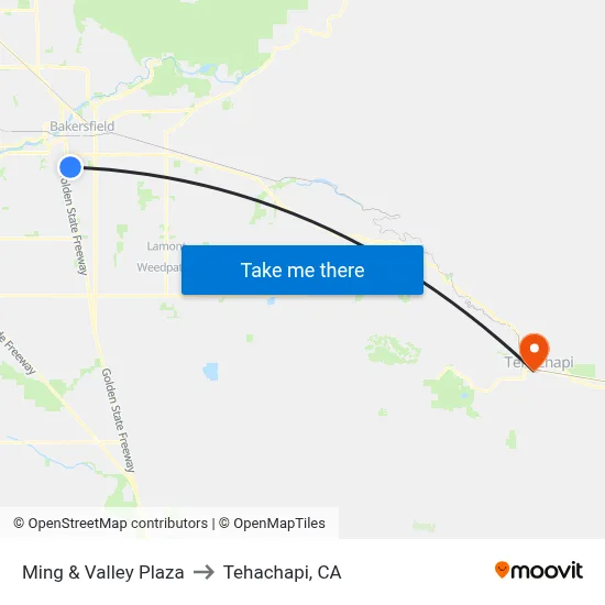 Ming & Valley Plaza to Tehachapi, CA map