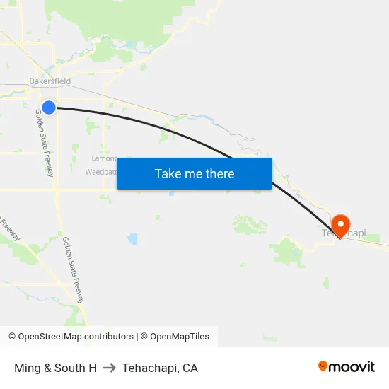 Ming & South H to Tehachapi, CA map