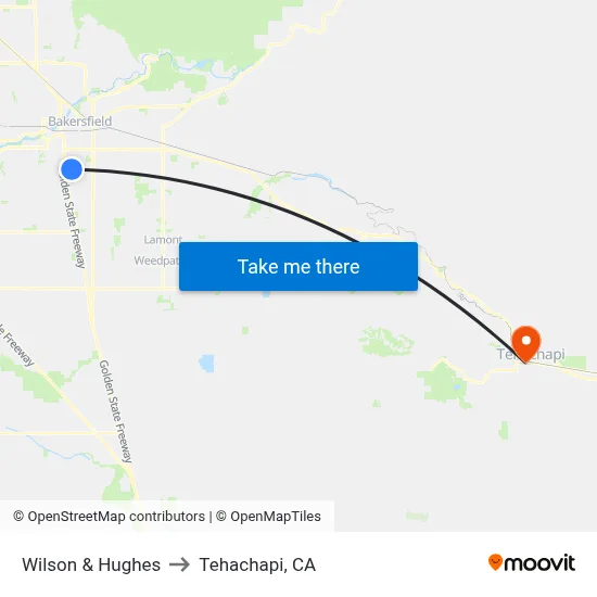 Wilson & Hughes to Tehachapi, CA map
