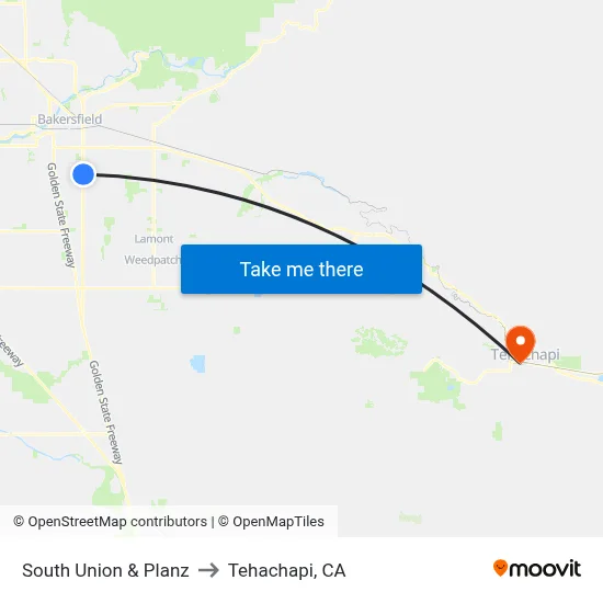 South Union & Planz to Tehachapi, CA map