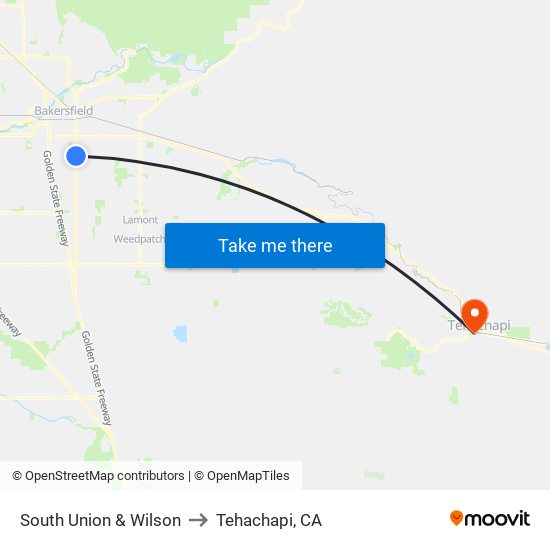South Union & Wilson to Tehachapi, CA map