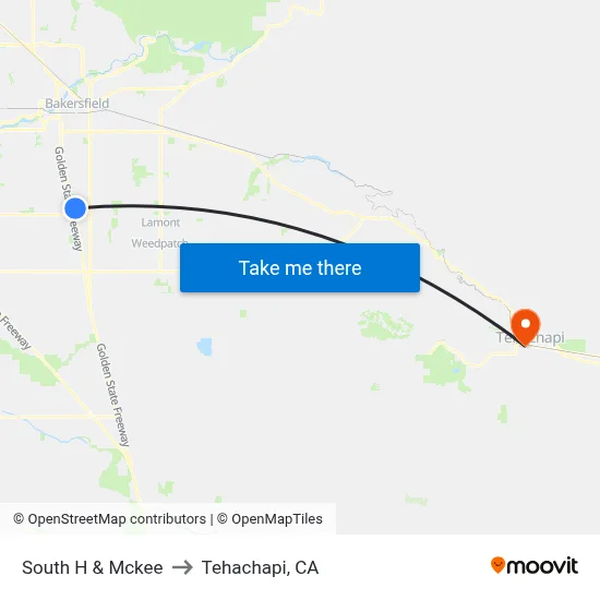 South H & Mckee to Tehachapi, CA map