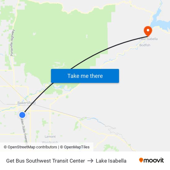Get Bus Southwest Transit Center to Lake Isabella map