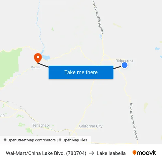 Wal-Mart/China Lake Blvd. (780704) to Lake Isabella map