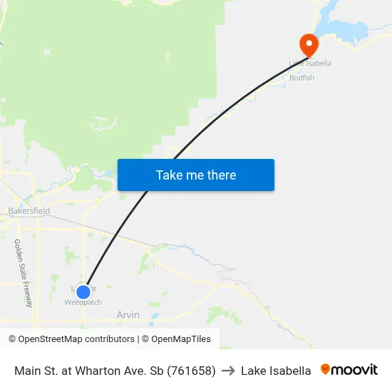 Main St. at Wharton Ave. Sb (761658) to Lake Isabella map