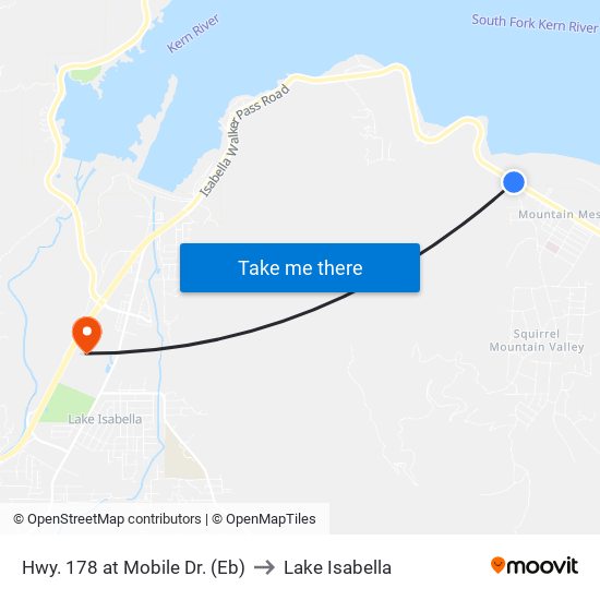 Hwy. 178 at Mobile Dr. (Eb) to Lake Isabella map