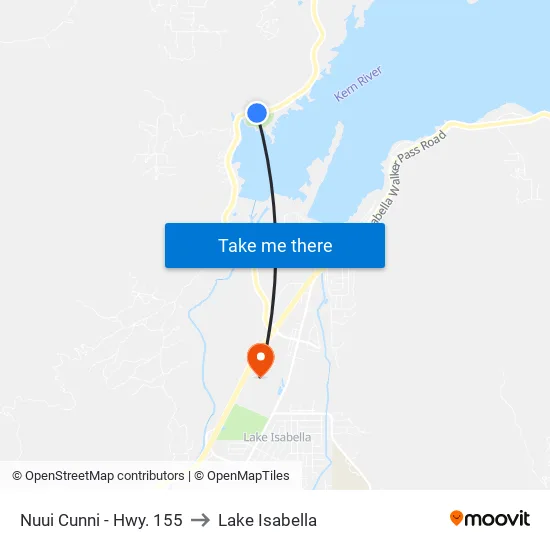 Nuui Cunni/Hwy. 155 (780781) to Lake Isabella map