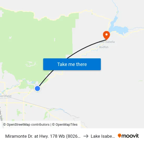 Miramonte Dr. at Hwy. 178 Wb (802602) to Lake Isabella map