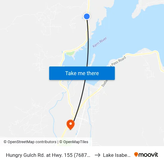 Hungry Gulch Rd. at Hwy. 155 (768767) to Lake Isabella map