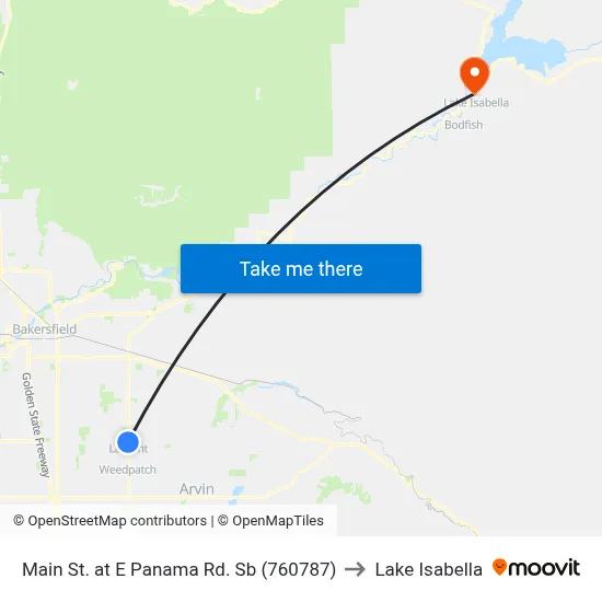 Main St. at E Panama Rd. Sb (760787) to Lake Isabella map